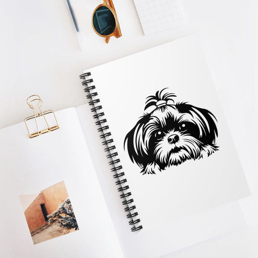 Shih-Tzu-Black-and-White-white-Spiral Notebook - Ruled Line - Shih Tzu Gifts