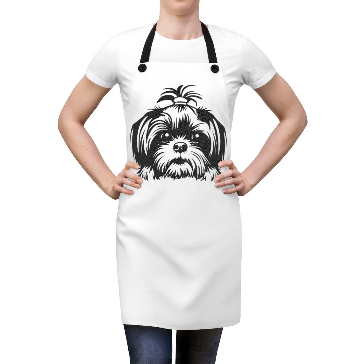 Shih-Tzu-Black-and-White-white-Apron - Shih Tzu Gifts