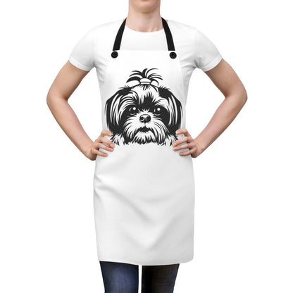 Shih-Tzu-Black-and-White-white-Apron - Shih Tzu Gifts