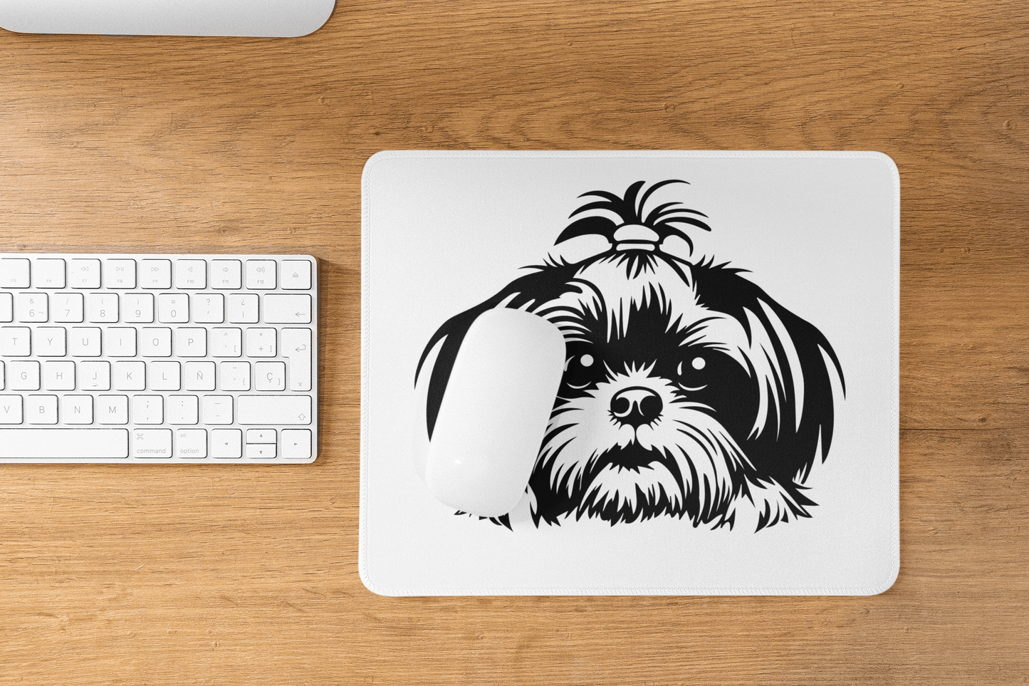 Shih-Tzu-Black-and White-white- Mouse Pad (Rectangle) - Shih Tzu Gifts