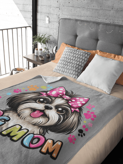 Shih Tzu Dog Mom Plush Blanket - Shih Tzu Gifts