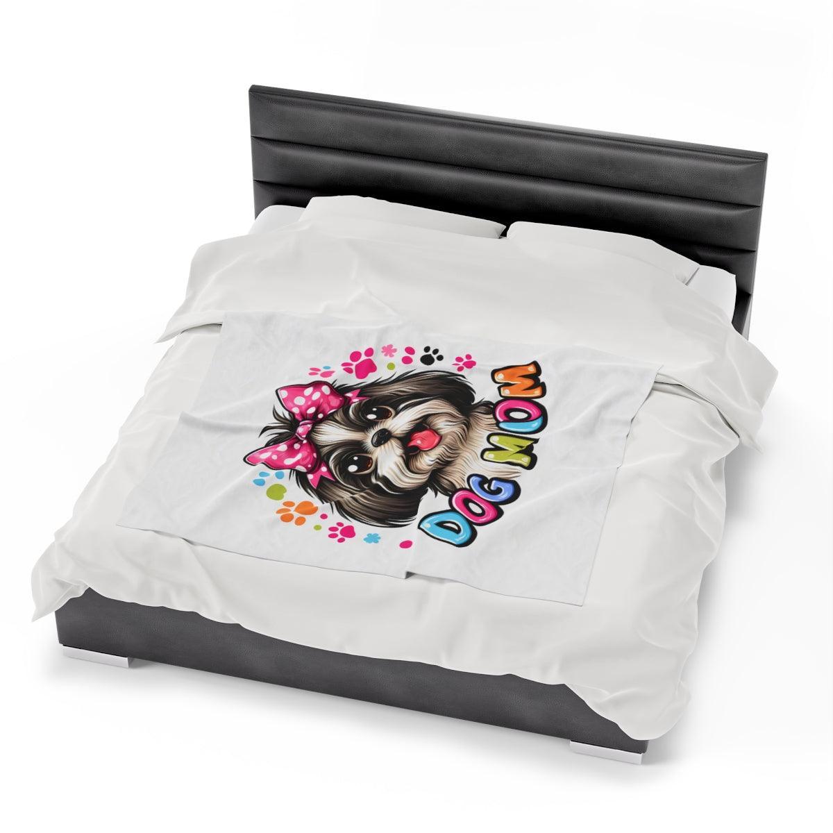 Shih Tzu Dog Mom Plush Blanket - Shih Tzu Gifts