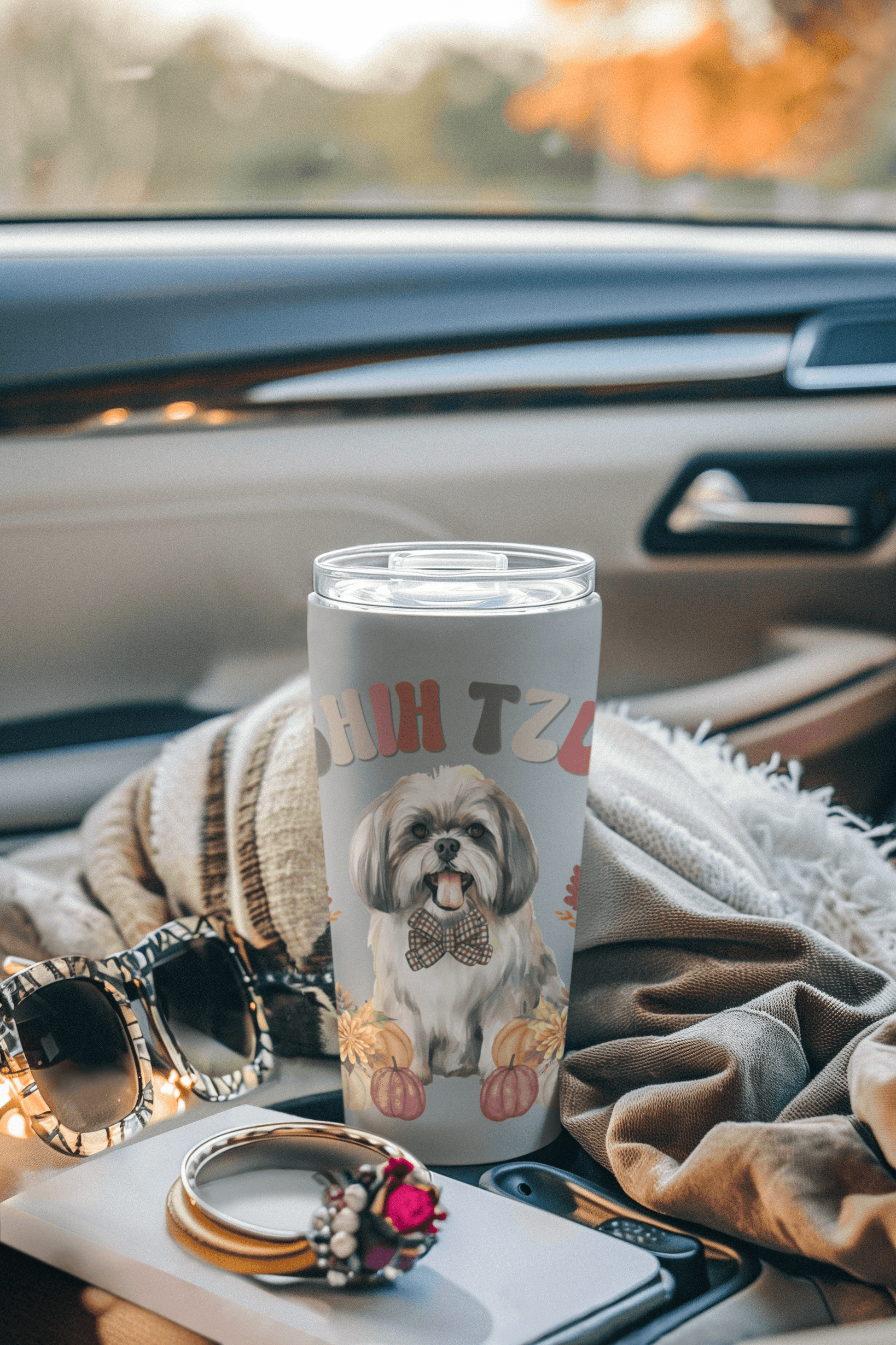 Shih Tzu In Fall Tumbler - Shih Tzu Gifts