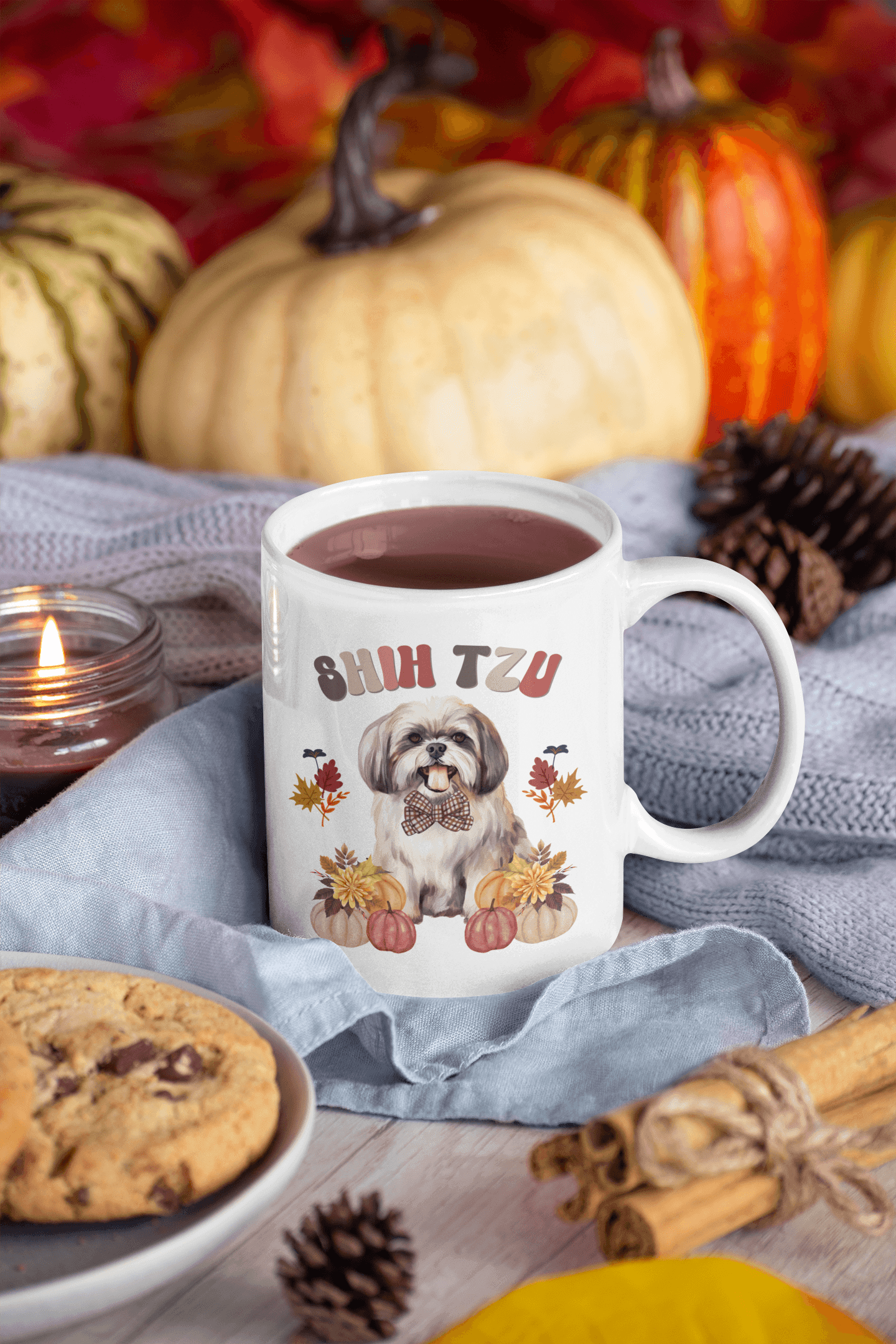 Shih Tzu In Fall Ceramic Mug - Shih Tzu Gifts
