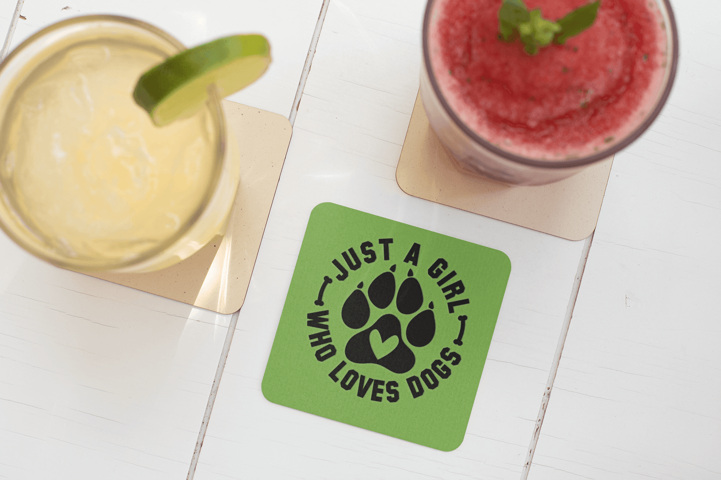 Just a Girl Who Loves Dogs Corkwood Coaster Set