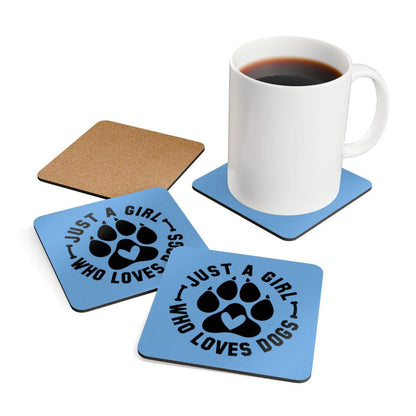 Just a Girl Who Loves Dogs Corkwood Coaster Set