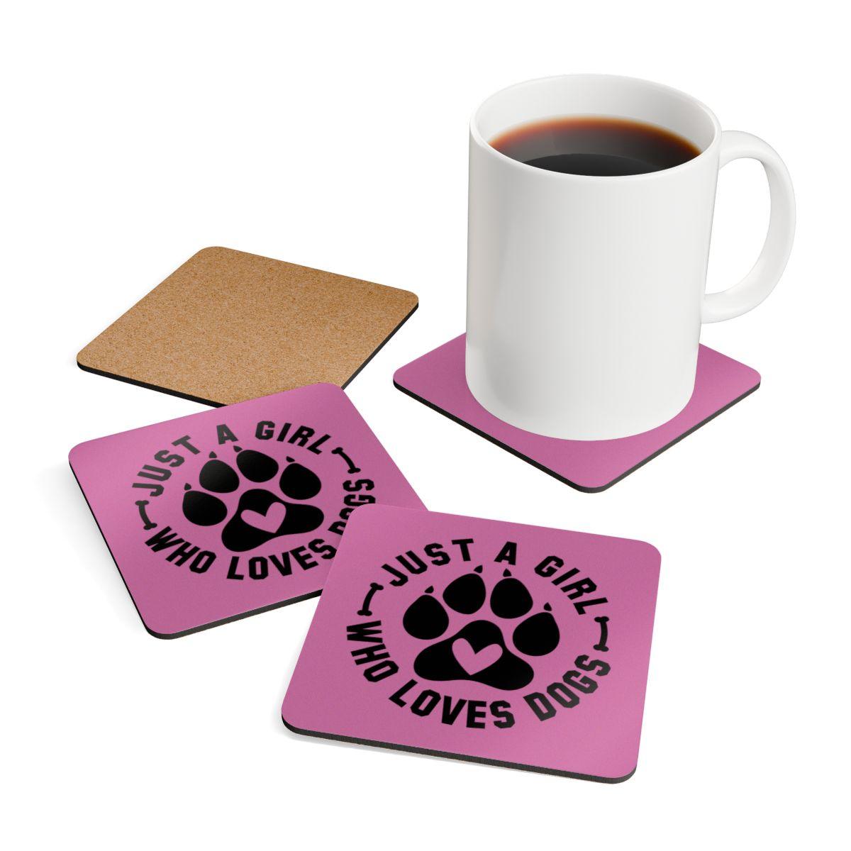 Just a Girl Who Loves Dogs Corkwood Coaster Set