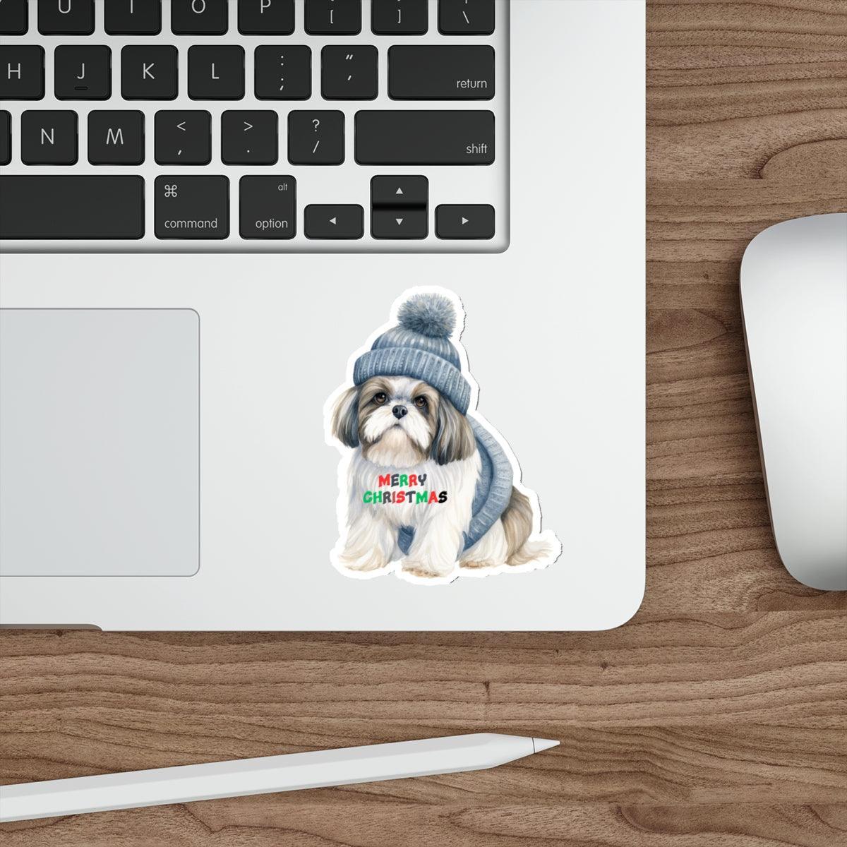 Merry Christmas Shih Tzu Stickers – Perfect Holiday Gift for Shih Tzu Lovers - Shih Tzu Gifts