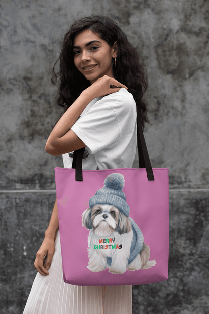 Merry Christmas Shih Tzu Tote Bag - Perfect Holiday Gift for Dog Lovers - Shih Tzu Gifts