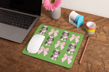 Shih Tzu with Pink Bows Mouse Pad – Cute Gift for Dog Lovers
