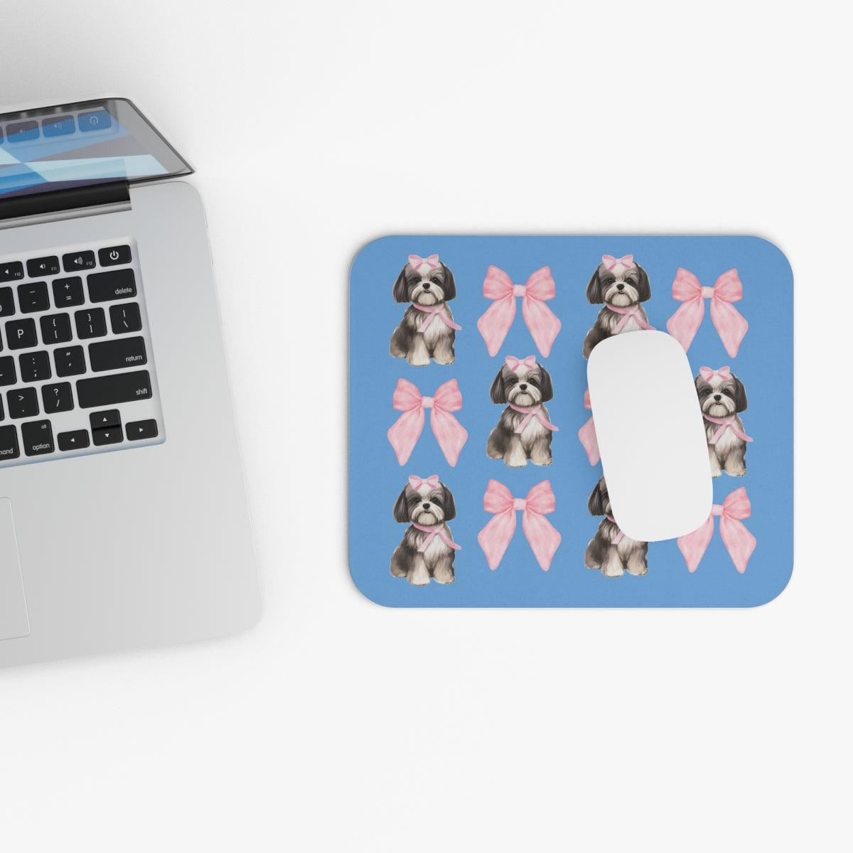 Shih Tzu with Pink Bows Mouse Pad – Cute Gift for Dog Lovers