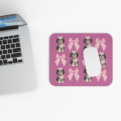 Shih Tzu with Pink Bows Mouse Pad – Cute Gift for Dog Lovers