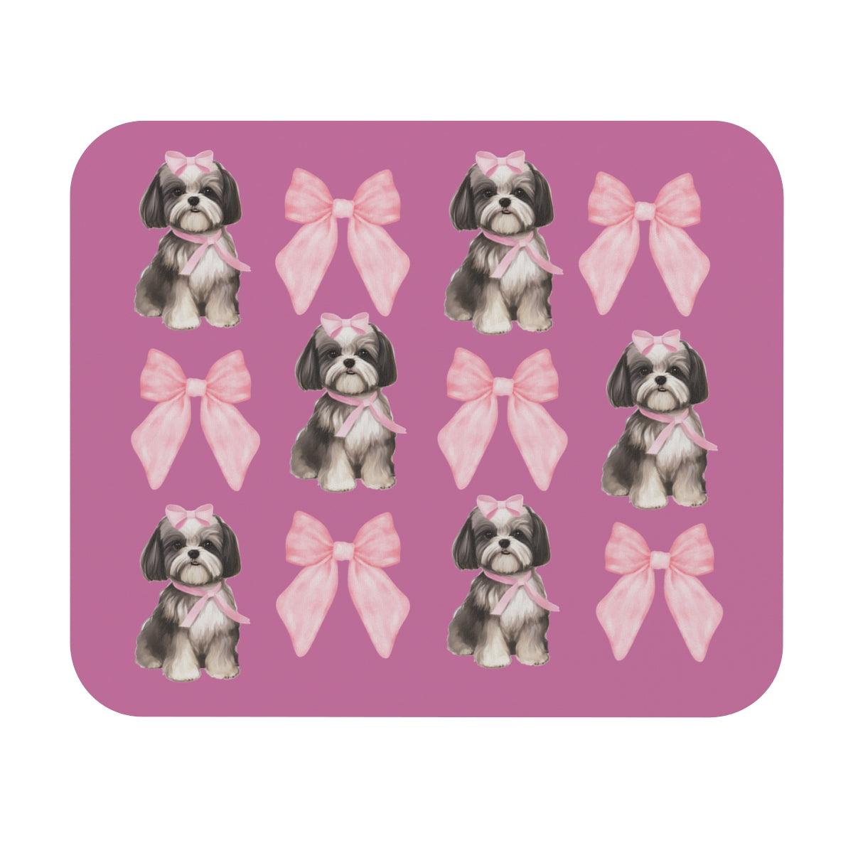 Shih Tzu with Pink Bows Mouse Pad – Cute Gift for Dog Lovers