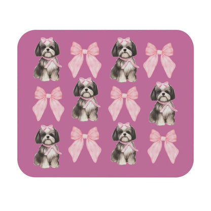 Shih Tzu with Pink Bows Mouse Pad – Cute Gift for Dog Lovers