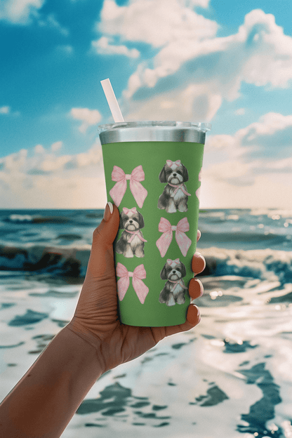 Shih Tzu With Pink Bows Tumbler - Perfect Gift for Shih Tzu Dog Lovers