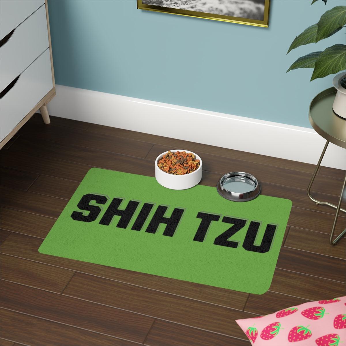 Shih Tzu Text Pet Food Mat – Stylish & Non-Slip Mat for Dog Lovers