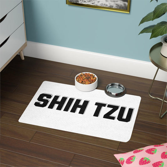 Shih Tzu Text Pet Food Mat – Stylish & Non-Slip Mat for Dog Lovers